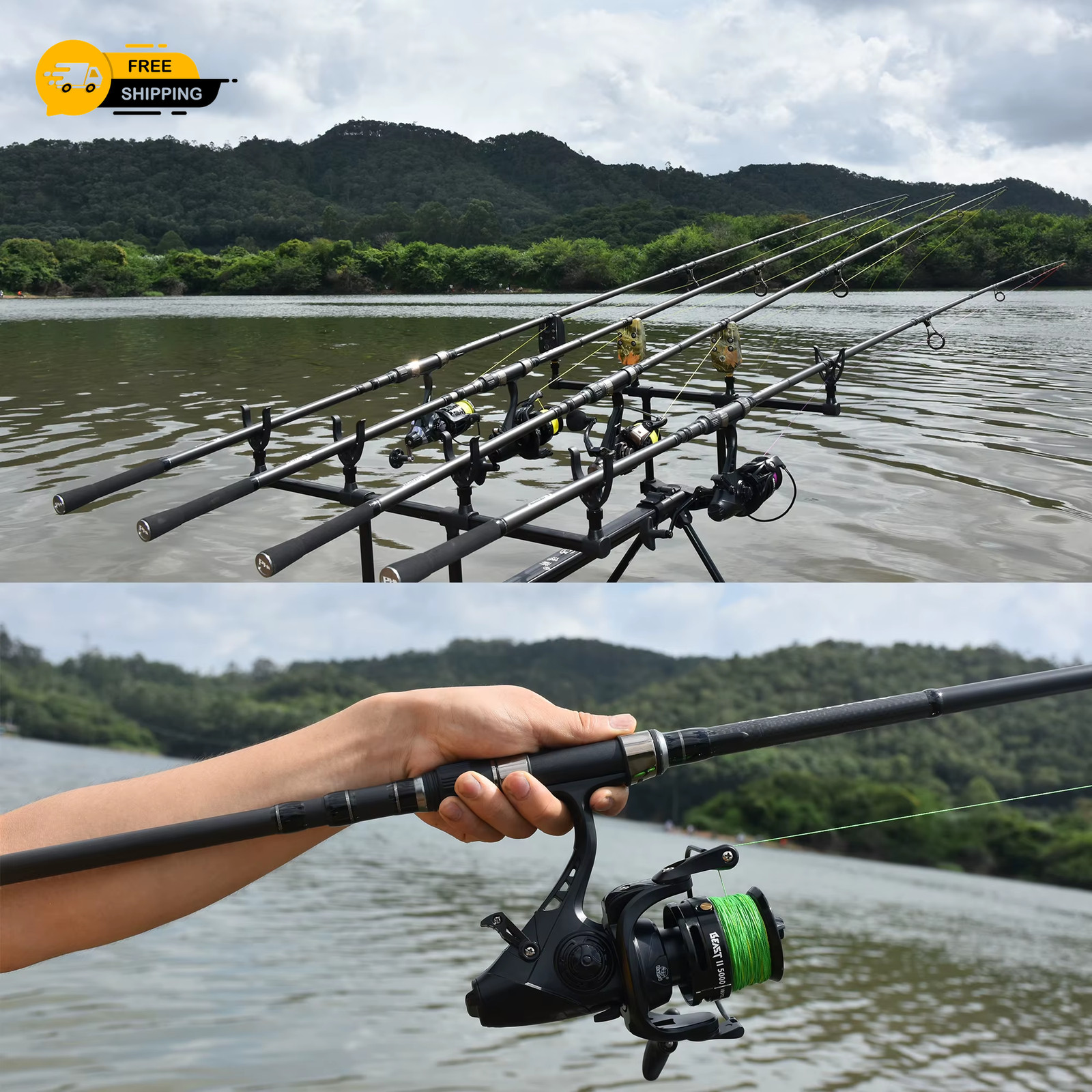 Biutifu 2tips Carp Fishing Rod 3.5lb 7sections 4.2/3.6/3.0m 30t Carbon Fiber Tra