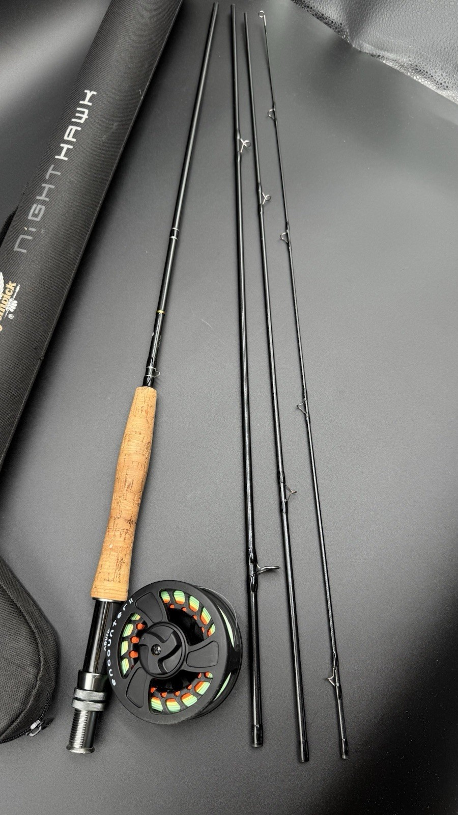 Fenwick NightHawk 9’ 5WT 4-Piece Fly Rod w/ Orvis Encounter II Reel & Case