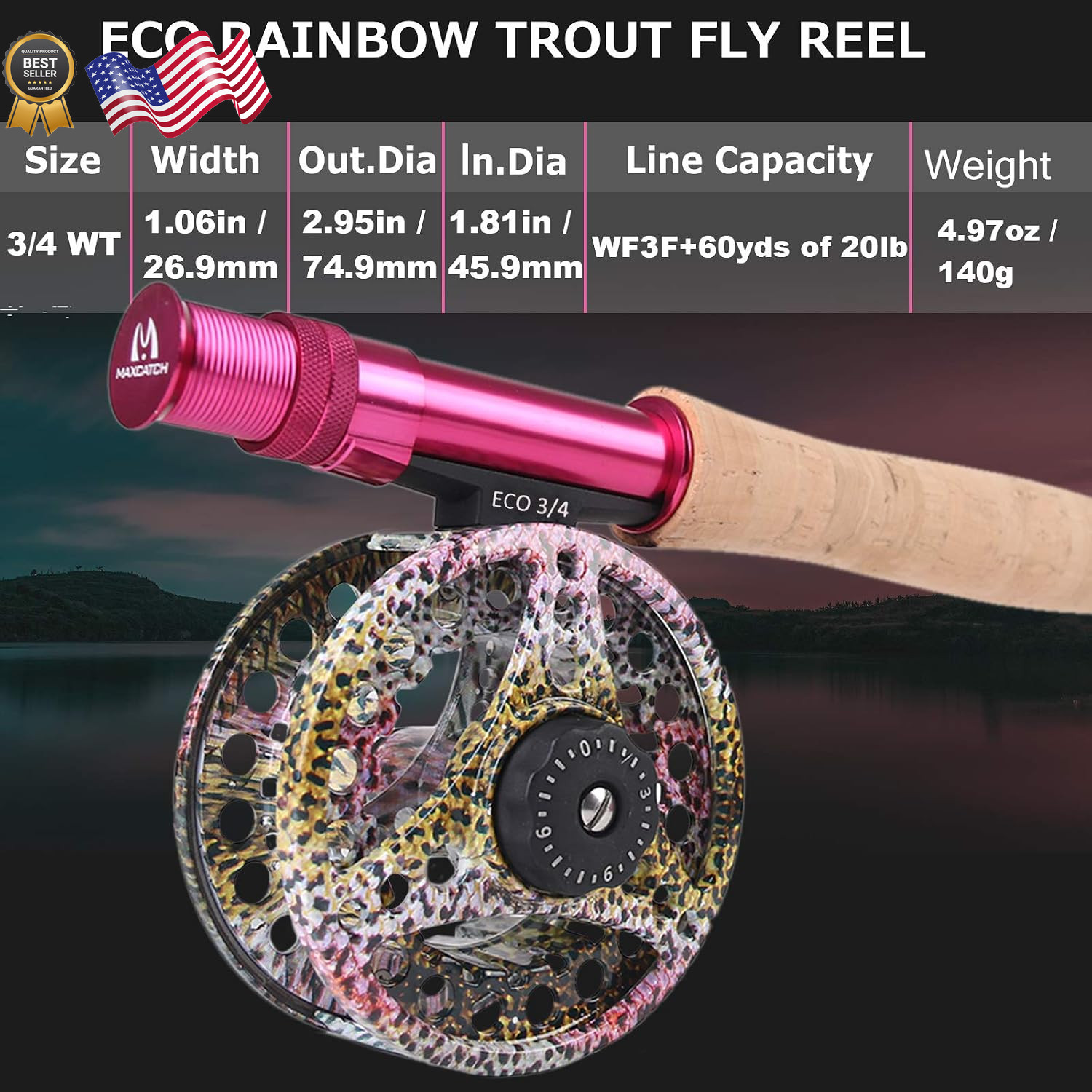 Maxcatch Women’S Elegant Pink Fly Fishing Rod: 2/5-Weight with Rod Tube