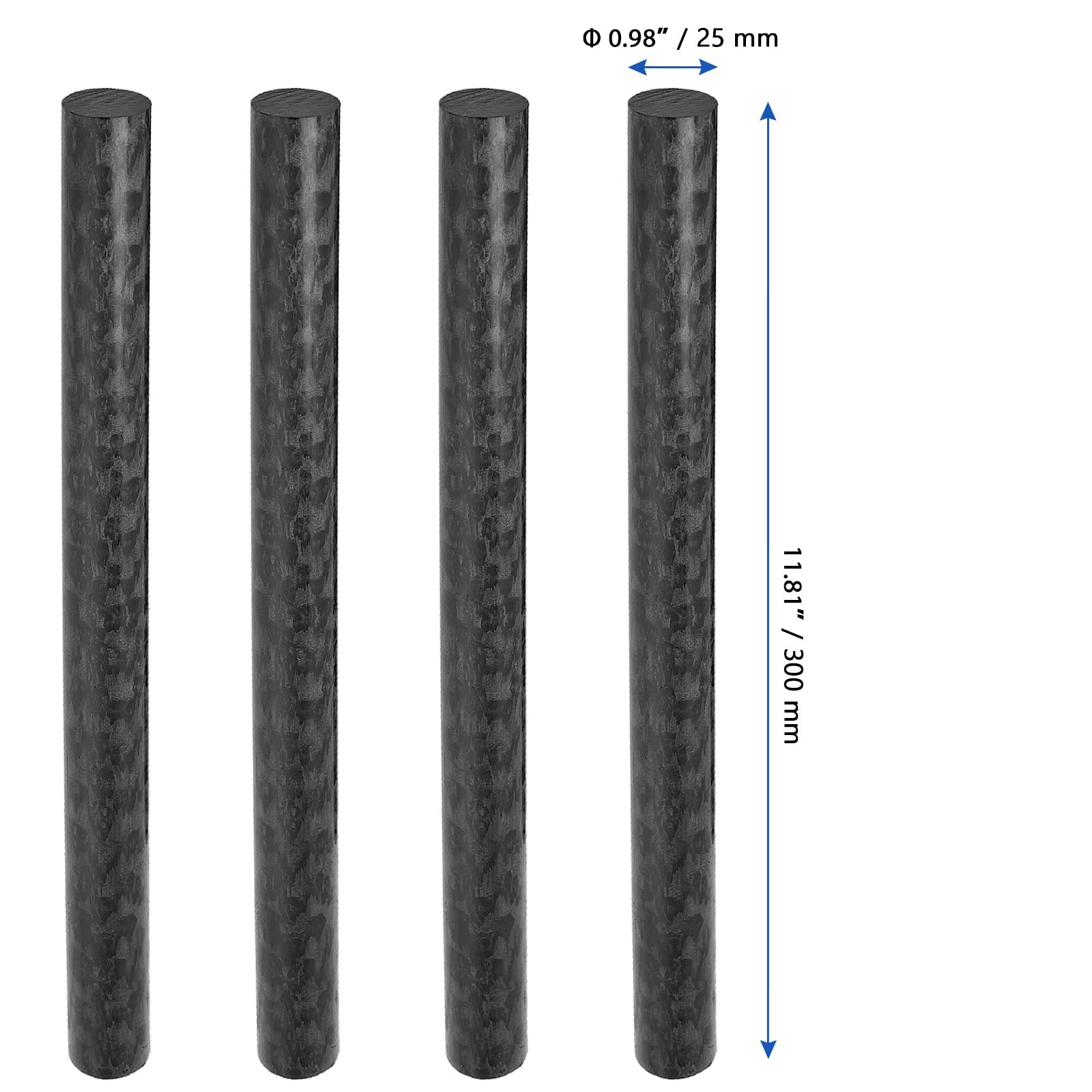 MANCHAP 4 Pack 12in Acetal Copolymer Rods Black Plastic Round Stock POM Rods x