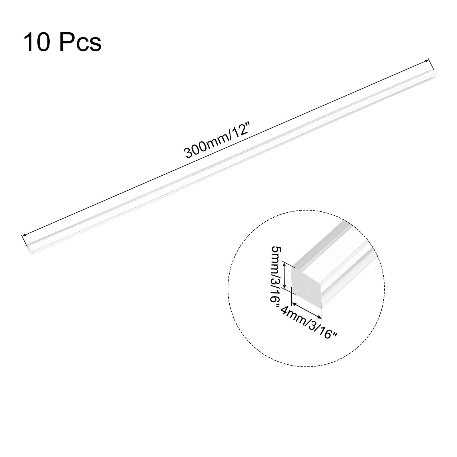 10 PCS Clear Acrylic Square Rods, 3/16 x 12 5mm x 300mm, Dowel, DIY Crafts
