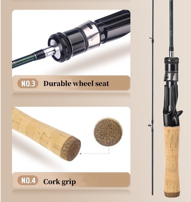 5.6ft Fishing Rod Travel Rod Spinning Casting Carbon Fiber Rod 2 Sections Pole