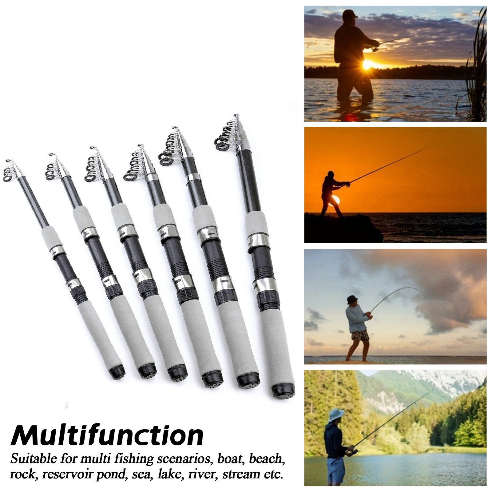 Telescopic Fishing Rod Fiberglass Spinning Rod Medium Fast Action Sensitivity