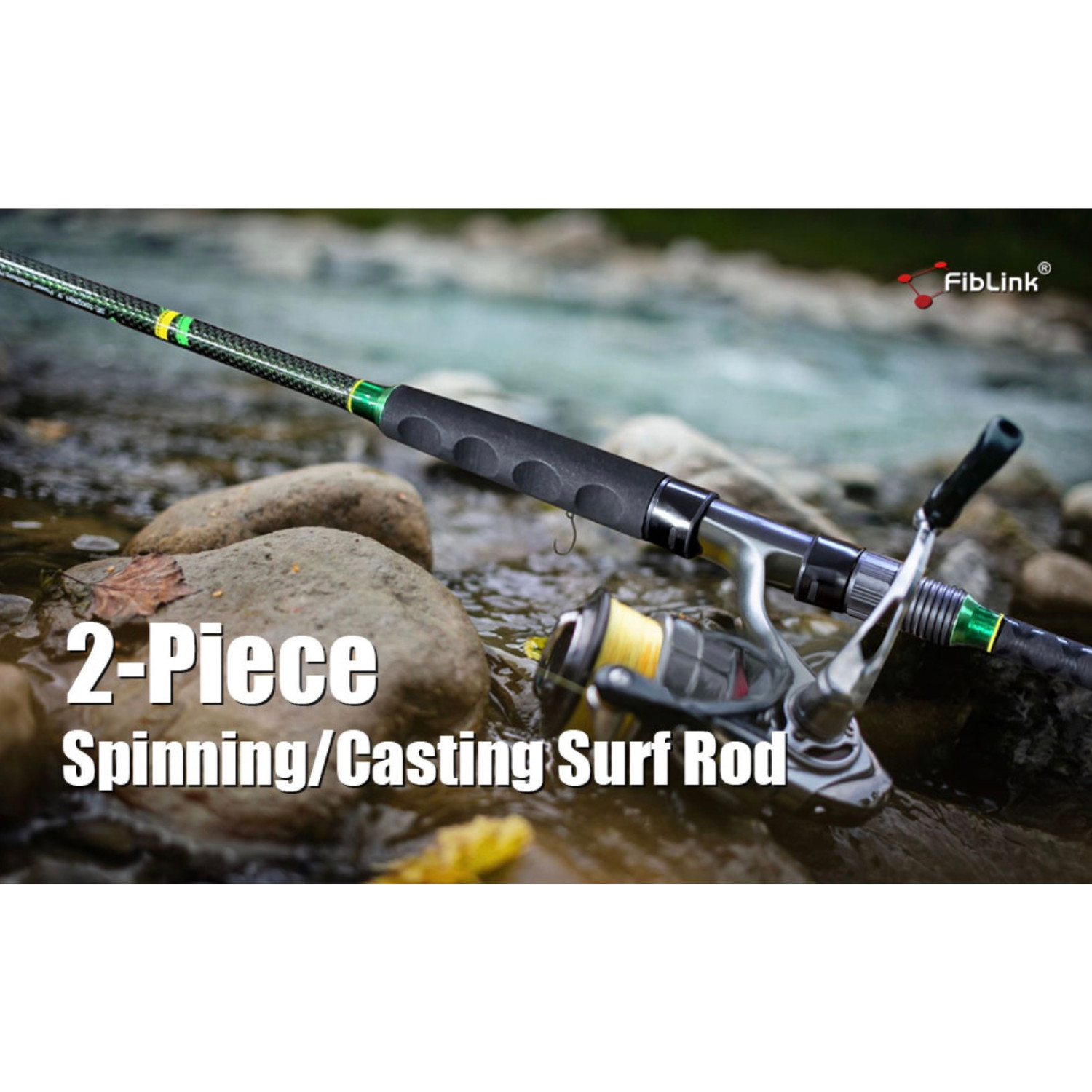 Fiblink 9FT 2-Piece Spinning Rod Saltwater Surf Fishing Carbon Fiber