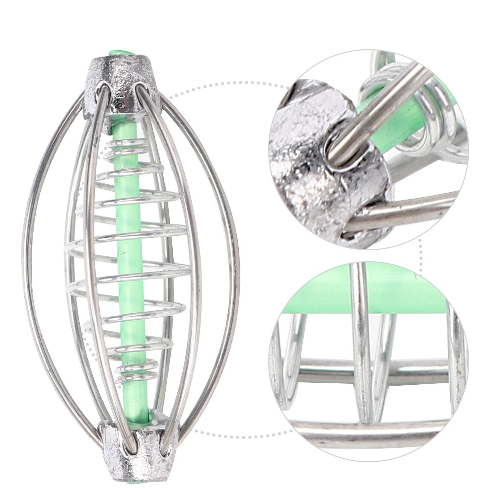 N- 10PCS Stainless Steel Spring Fishing Feeder Bait Cage Holder Tackle Accessory