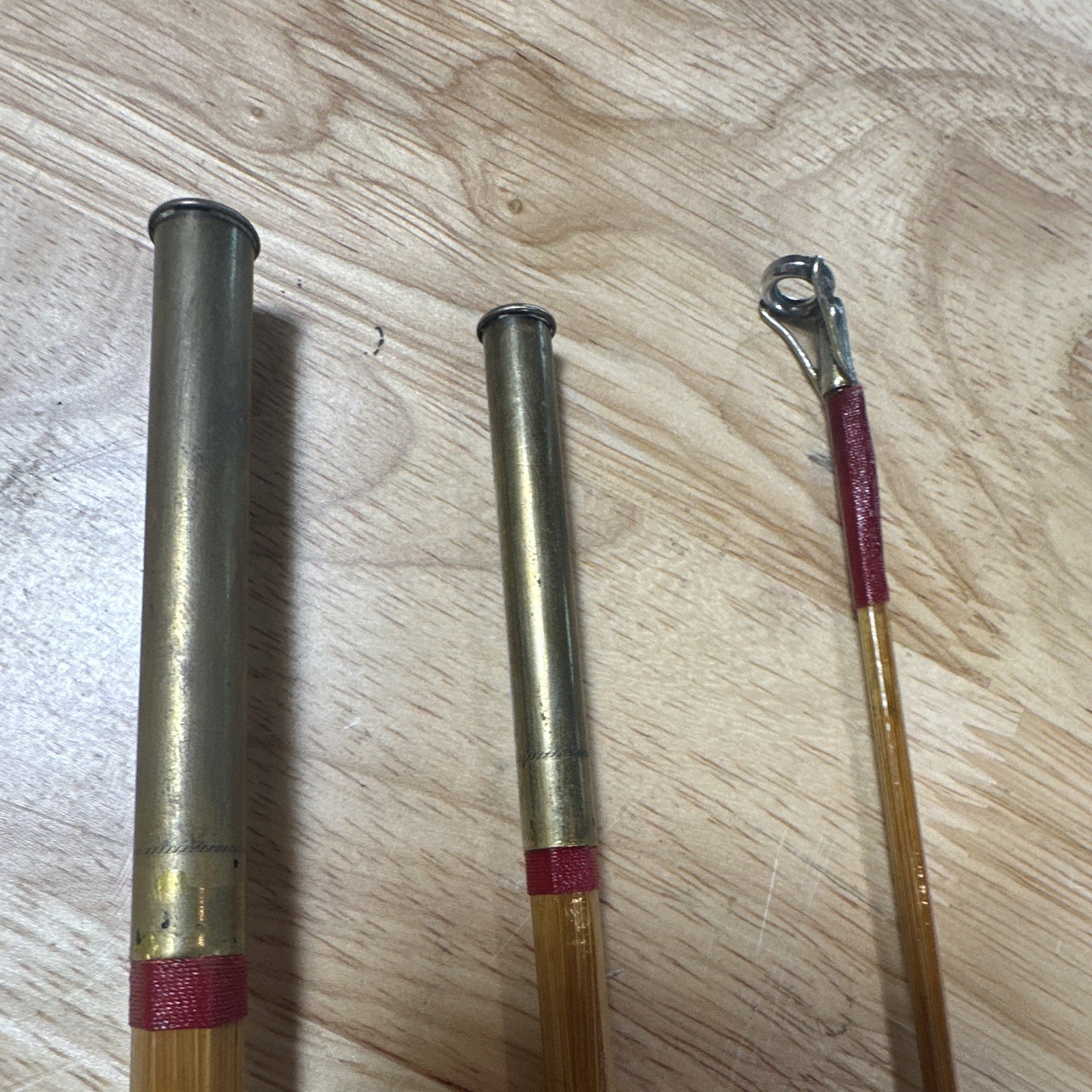 Vintage 3-Piece Bamboo casting Rod 5 ft Cork Metal Reel Seat refurbished