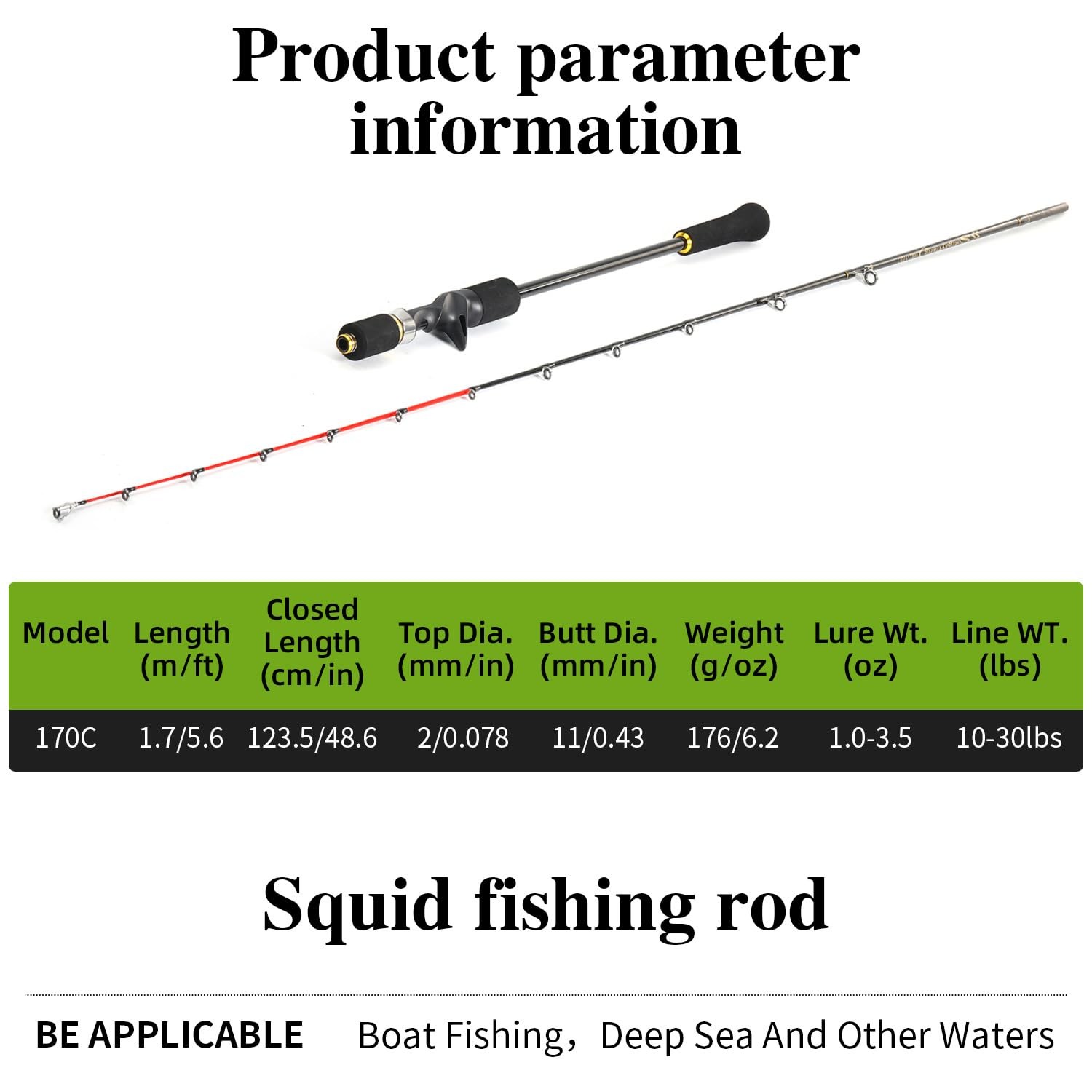 Sougayilang Slow Pitch Jigging Rod, 40 Ton Carbon 1.7m/5.6ft, 1.7m/5.6ft