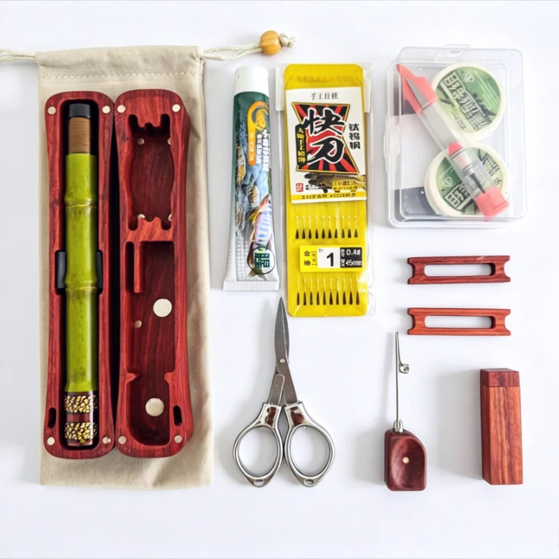 Ultralight Tenkara Rod Wooden Storage Box Portable Short Section Travel Kit