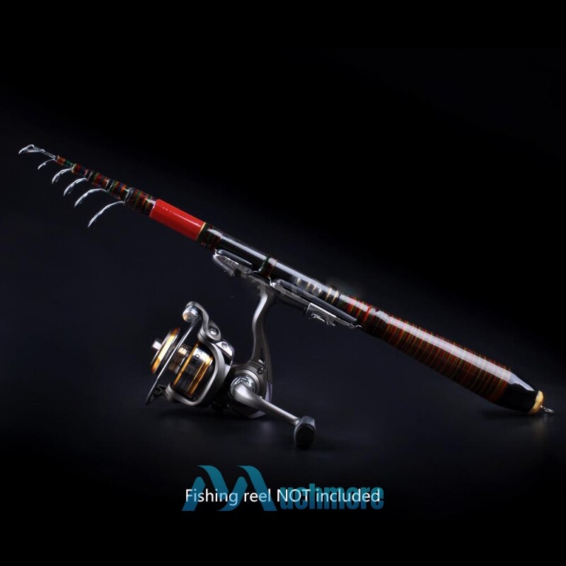 7ft Professional Telescopic Spinning Carbon Fiber Fishing Pole with 6 Rod Guides