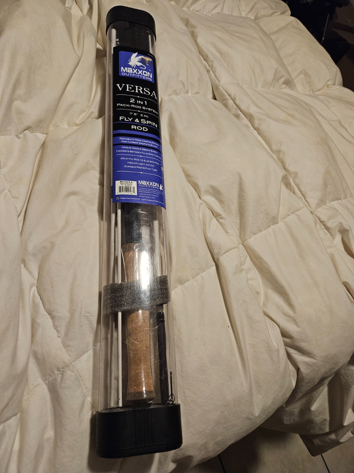 maxxon outfitters versa 2 in 1 pak rod sys 7′ 6″ fly & spin 5pc rod NEW
