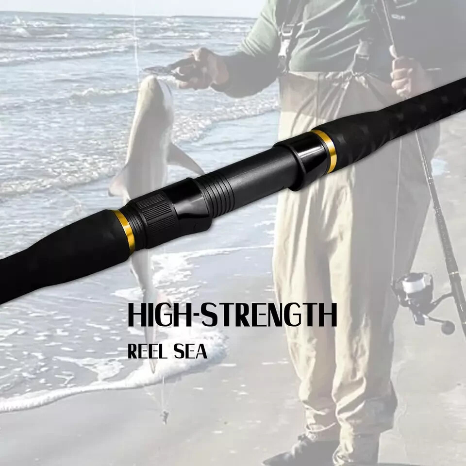 Surf Spinning Rod 2PC/4PC Solid Carbon Fiber Travel Fishing Pole 9/10/11/12/15FT