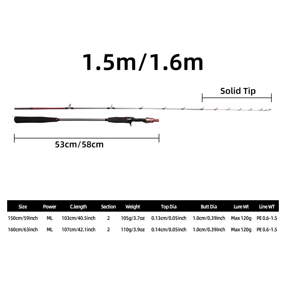 Cuttlefish Fishing Rod ML MH 1.5M 1.6M 1.75M Saltwater Squid Boat Fishing Rod Se