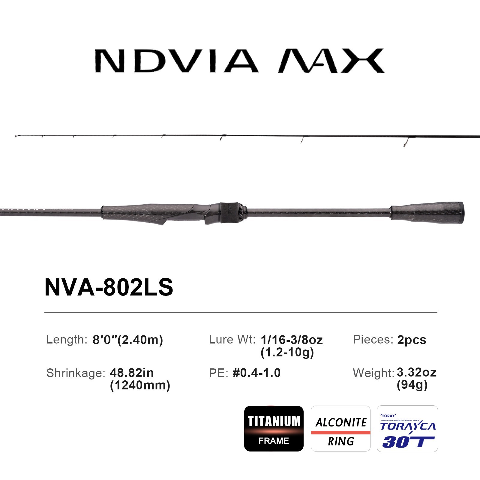PURELUR NDVIA MAX 2-Piece Ajing And Eging Tubular Tip Perch Pike Zander Squid