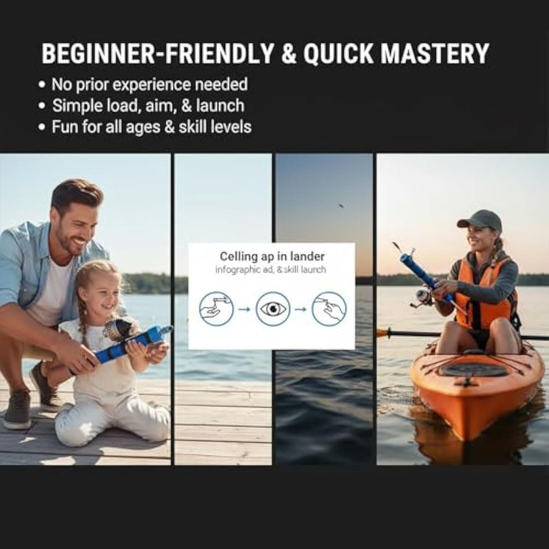 Fishing Catapult Rod, Compact Telescopic Lure Launcher Fishings Tool