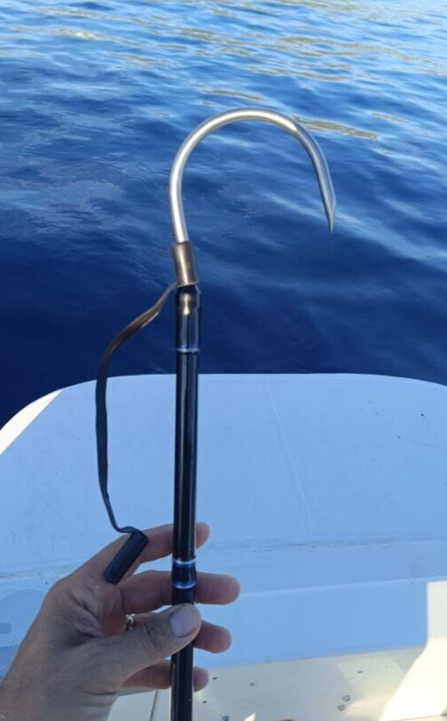 72 inch Gaff Fiberglass Tuna Mahi Wahoo Fishing, Foam Handle, Stainless Hook 6′
