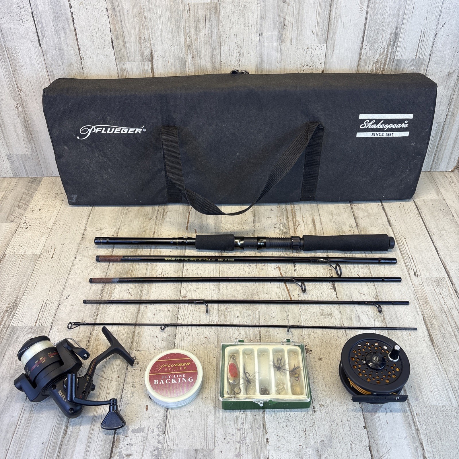 Vintage Marlboro Unlimited Fly Fishing Rod Kit Pflueger Shakespeare Soft Case