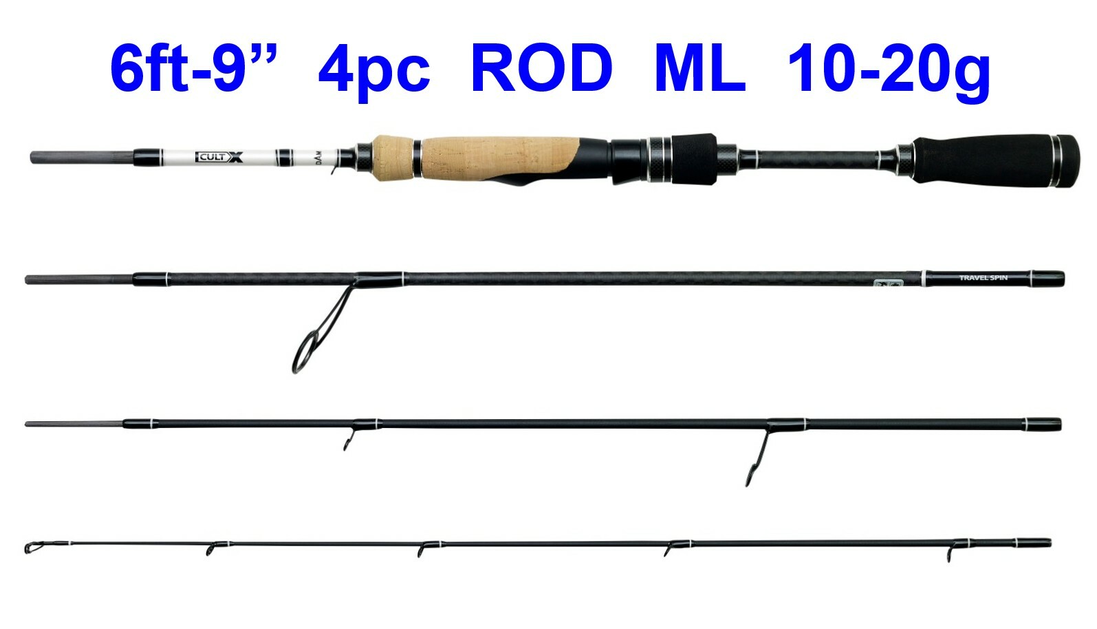 NEW DAM CULT-X 4pc TRAVEL SPIN RODS 30-TON CARBON FOR GAME COARSE SEA SPINNING