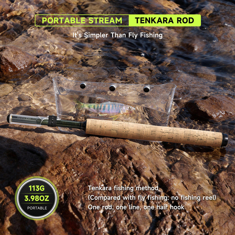 44-350cm Carbon Tenkara Rod Fly Fishing Pole for Small Stream and Brook Angling