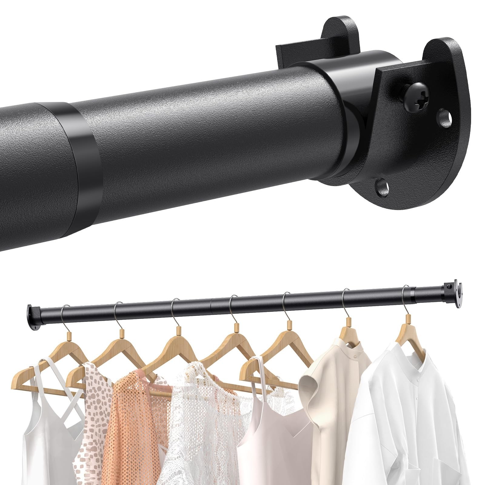 Supforce 4 Pack 17-39″ Adjustable Metal Closet Rods Clothing Hanging
