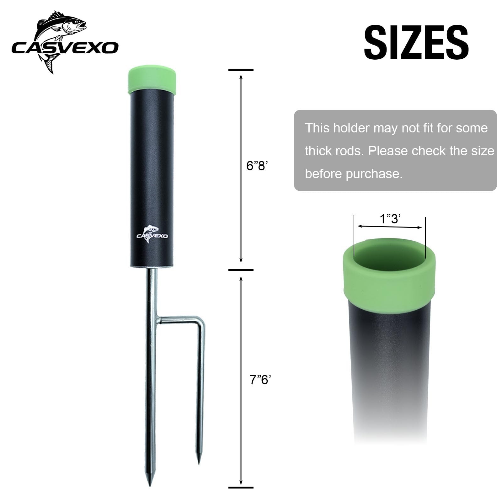 Casvexo Fishing Pole Holder 2 Pack Aluminum Fishing Rod Holder For Ground Rod