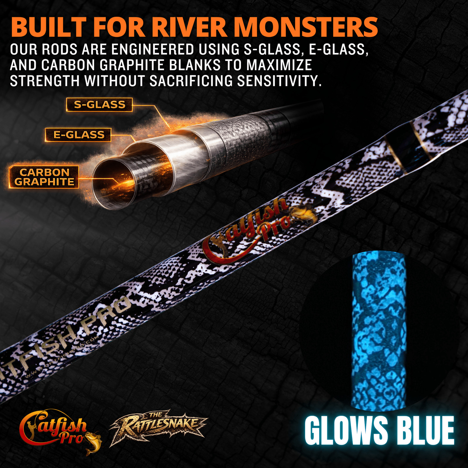 Catfish Pro 1 of 220 The Rattlesnake Casting Rod-Limited Edition 7’6″