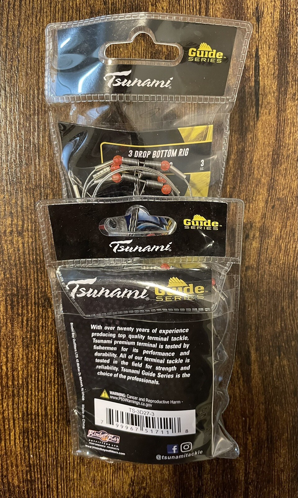 Tsunami Guide Series~3 Drop Bottom Rig~TS-3D27-3~Length 27”~Weight 3oz~Lot of 2
