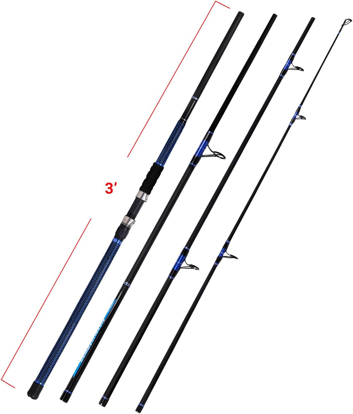 Surf Fishing Rod Carbon Surf Spinning Rod Portable Travel Saltwater Beach Blue S