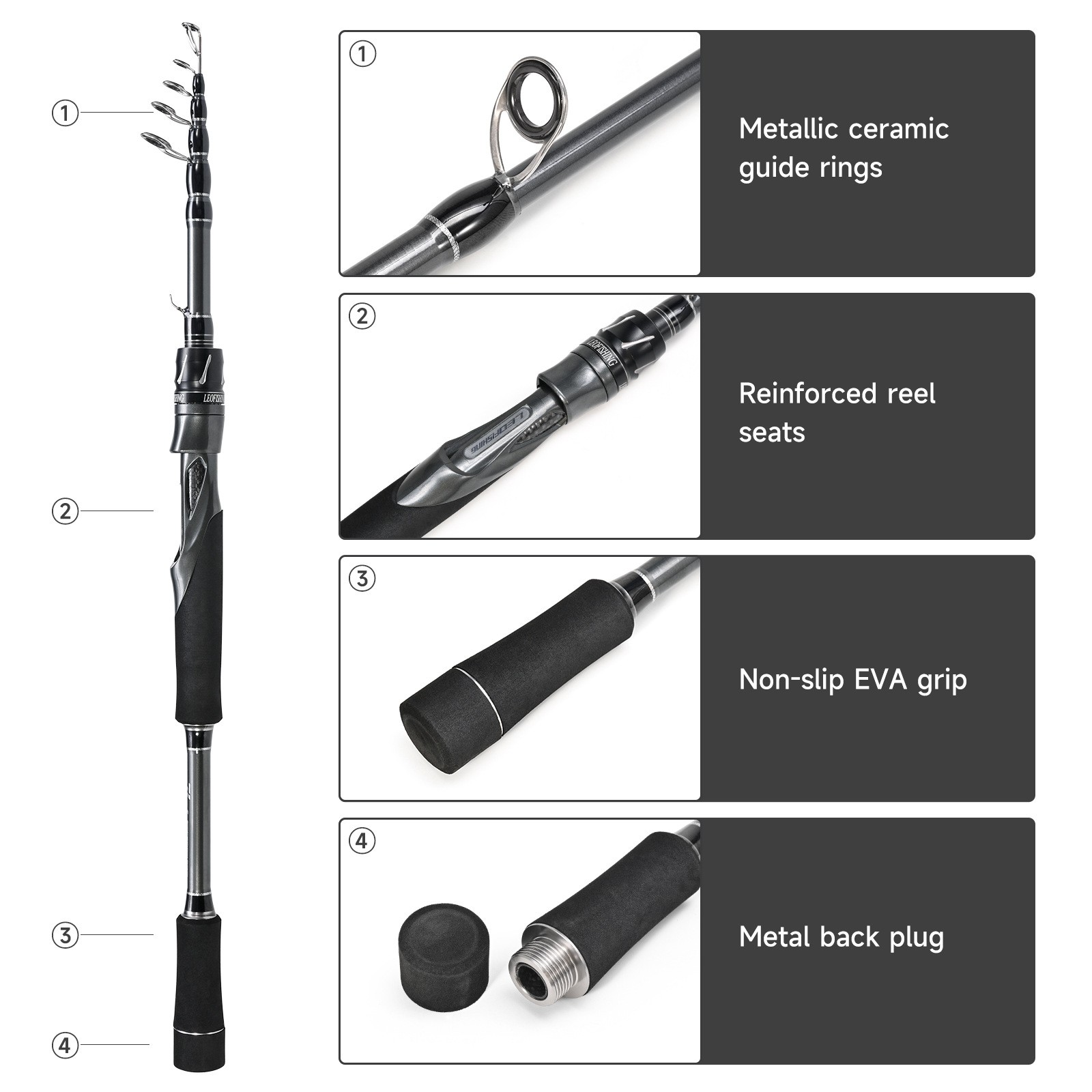 Ultra-Light Fishing Rod Carbon Fiber Spinning Casting Pole Handle Telescopic