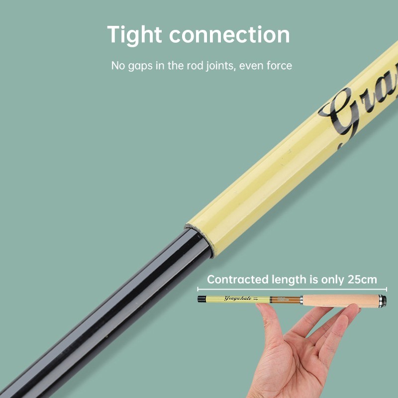 25cm Ultra Short Telescopic Fishing Rod Carbon Fiber Micro Ring Lightweight Pole