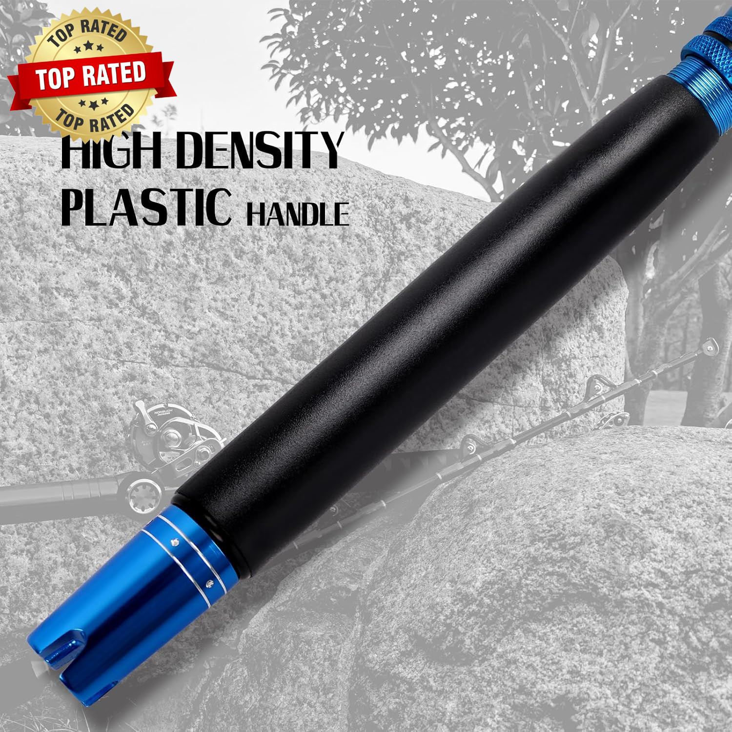 2-Piece Saltwater Offshore Heavy Bent/Straight Butt Trolling Rod Fishing Roller