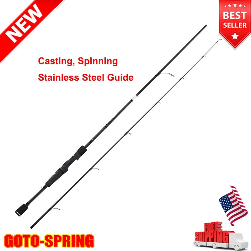 Casting Spinning Fishing Rod W/ Stainless Steel Guide & Non-Slip Handle Outdoor