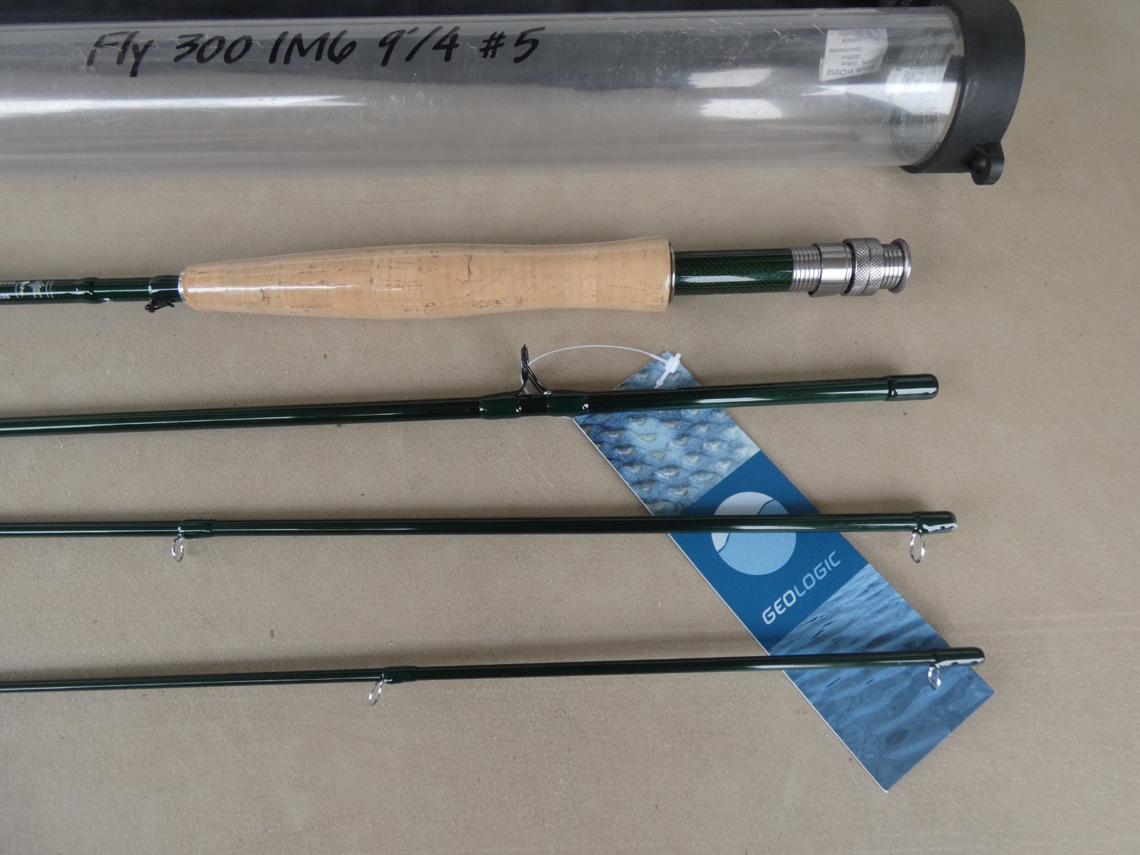 GEOLOGIC 9′ 5wt 4 Pc Classic Action IM6 3 1/3 Oz Fly Rod Green Black Matte