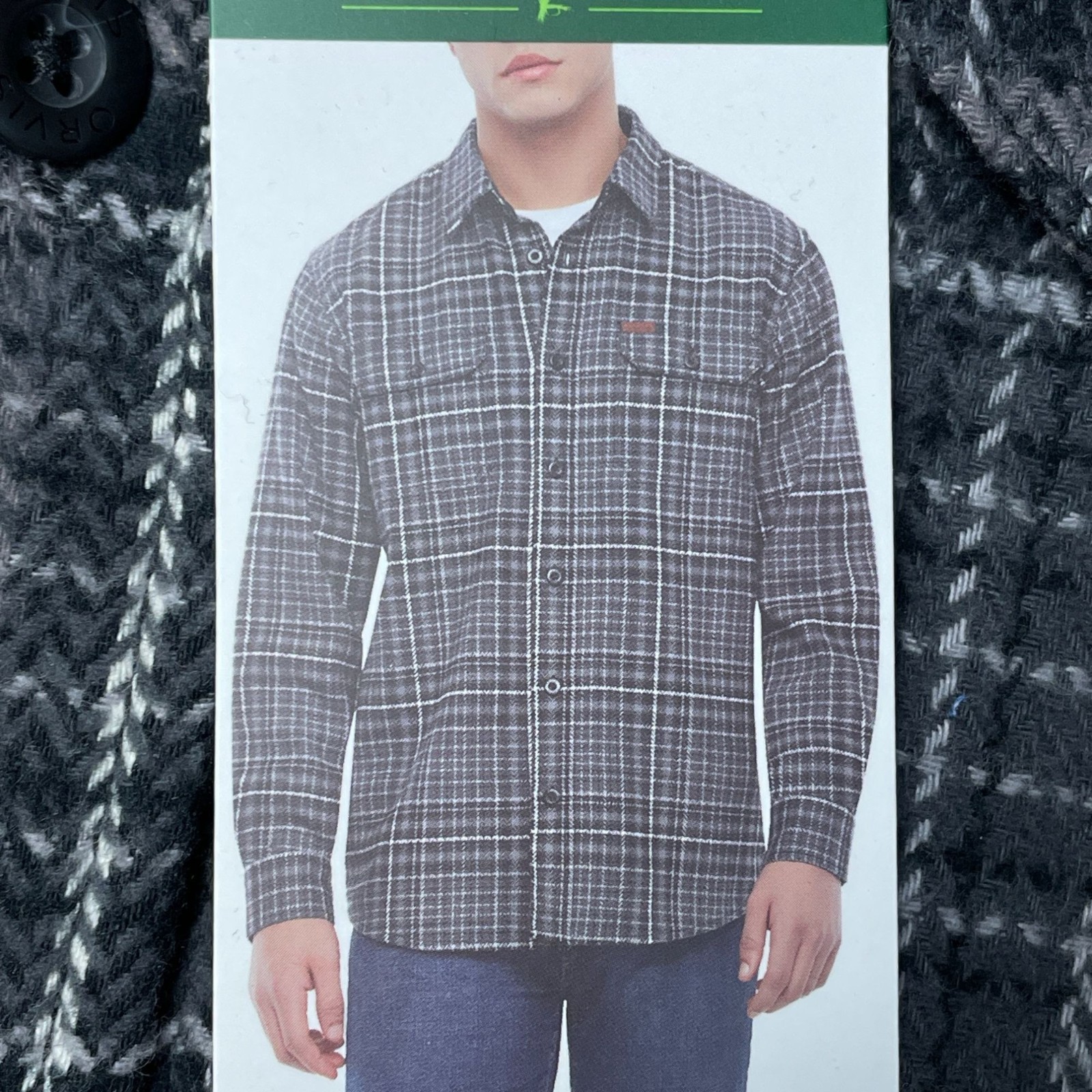 Orvis Men’s XXL Gray Plaid Button-Down Shirt Classic Fit Long Shacket e1759