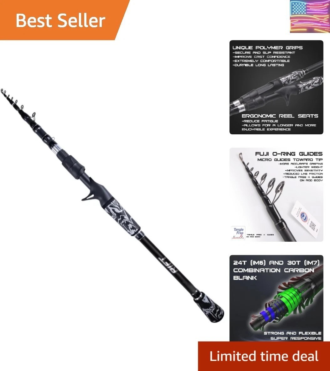 Venture Telescopic Fishing Rods, Rubber Grips, Fuji Guides, Carbon Fiber Rod,…