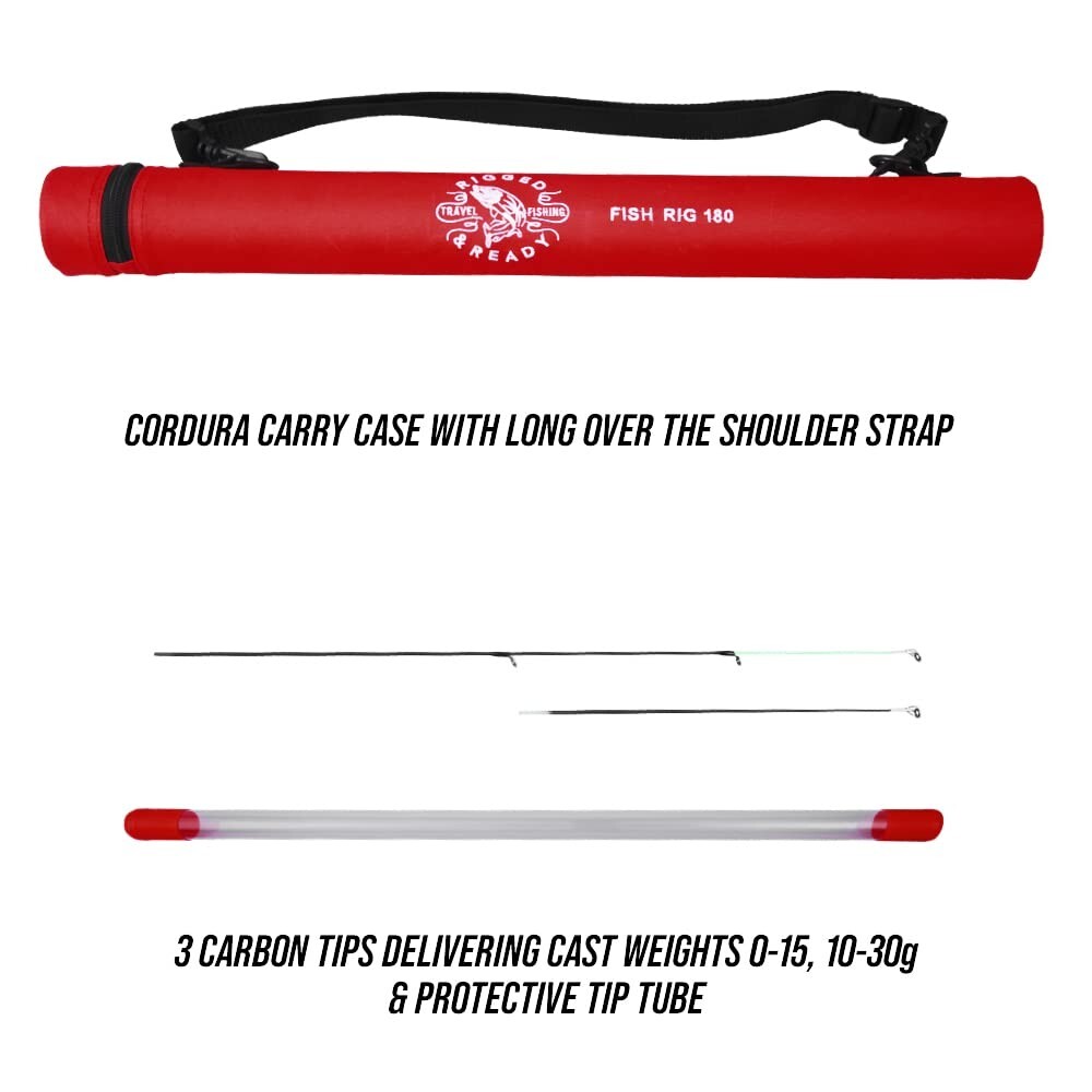Fish Rig 180 Compact lightweight strong telescopic 180cm Spin Travel fishing rod