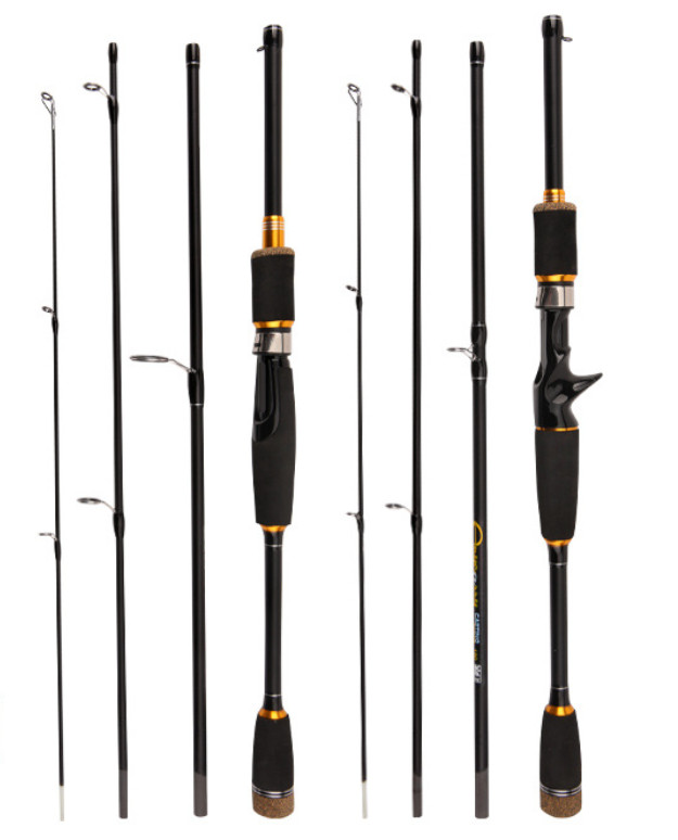 1.8M 2.1M Travel Fishing Rod Carbon Fiber Spinning Casting Lure Pole Fast Rods
