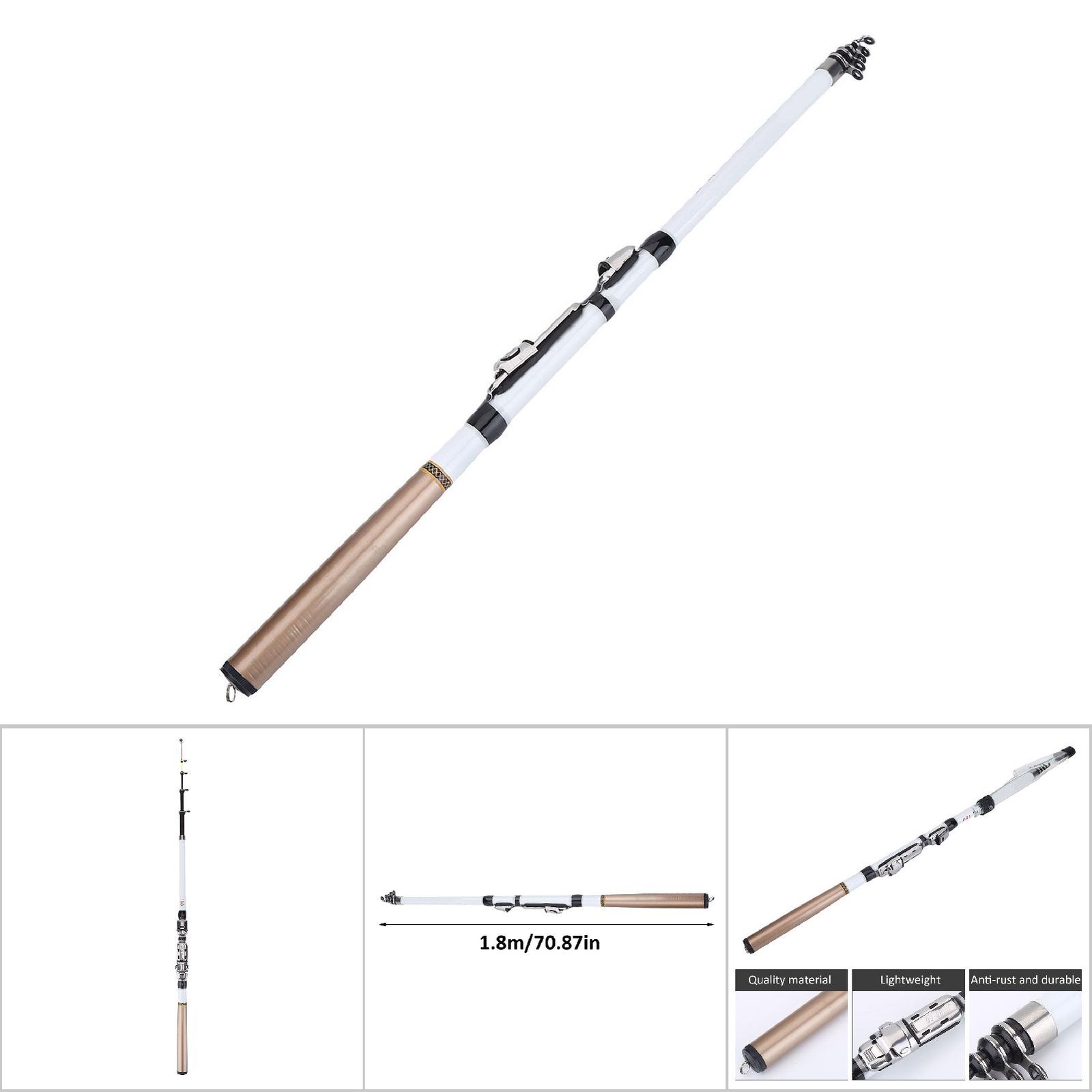 Portable Telescopic Fishing Rod Travel Spinning Fishing Pole Carbon Fiber UYHD