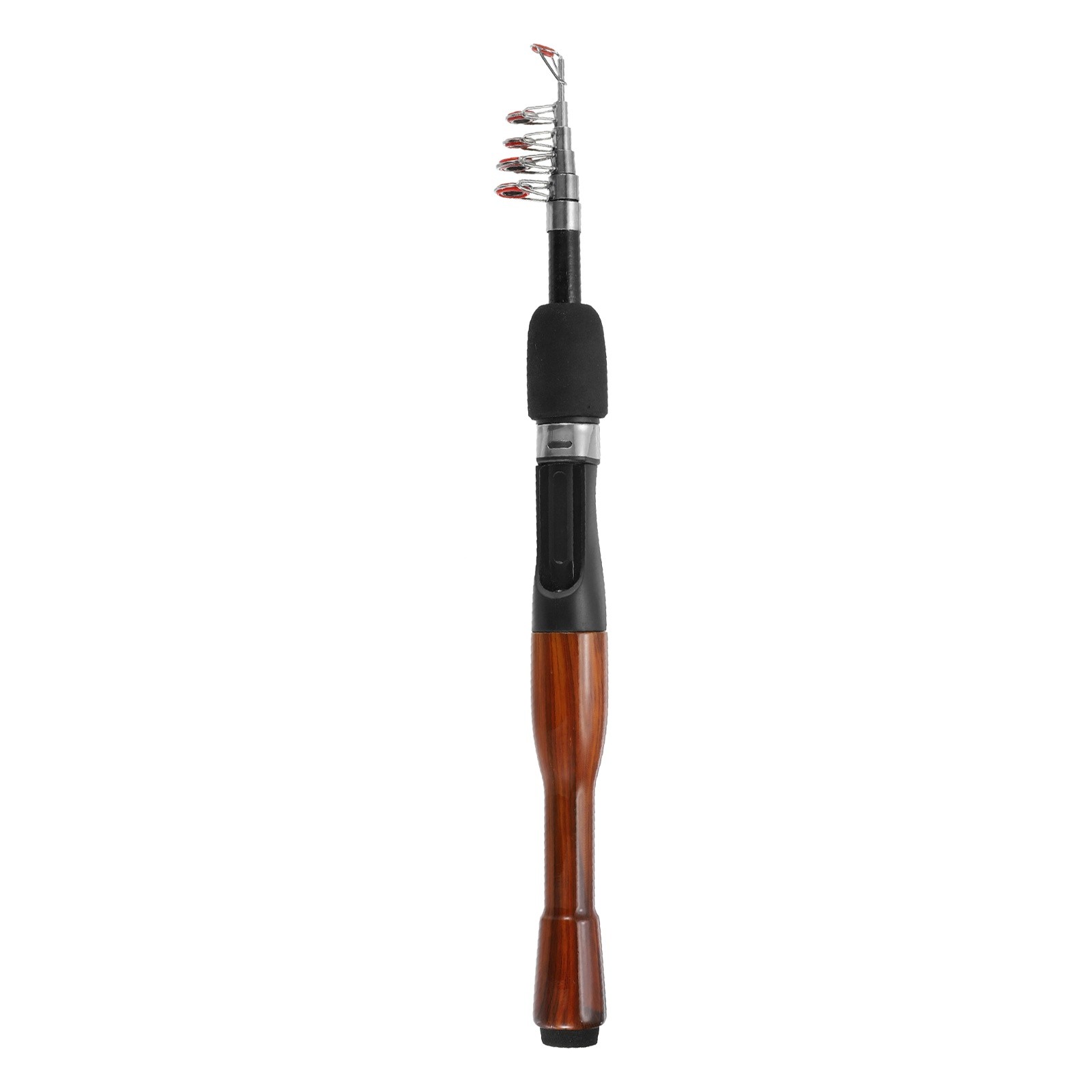 1.3 m Telescopic Fishing Rod Black & Wood Color Carbon Fiber Fishing Pole, 1 Pcs
