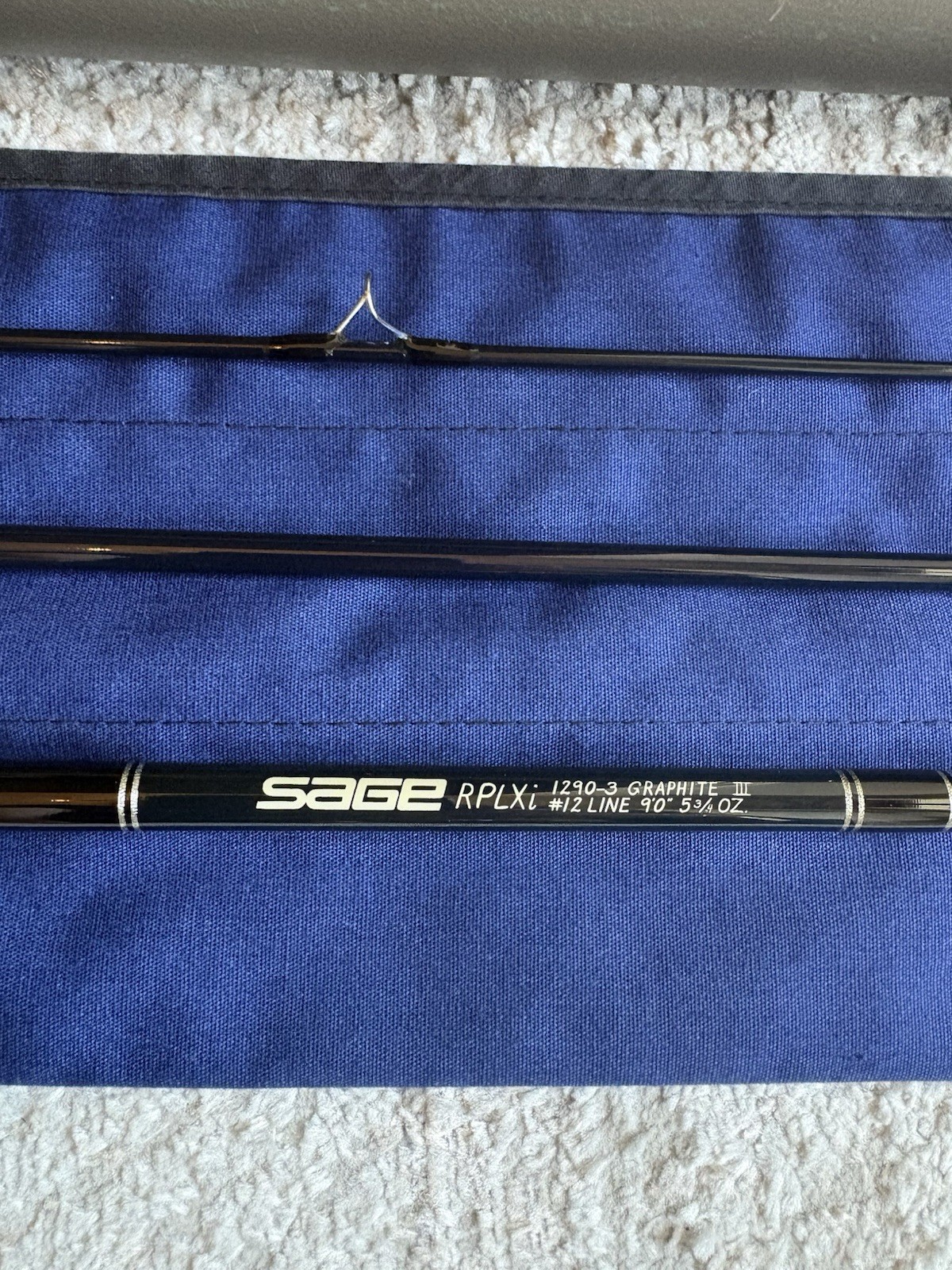 Sage RPLXi 1290-3 Graphite III Fly Rod 9’ 12wt 3pc w Tube Sock USA