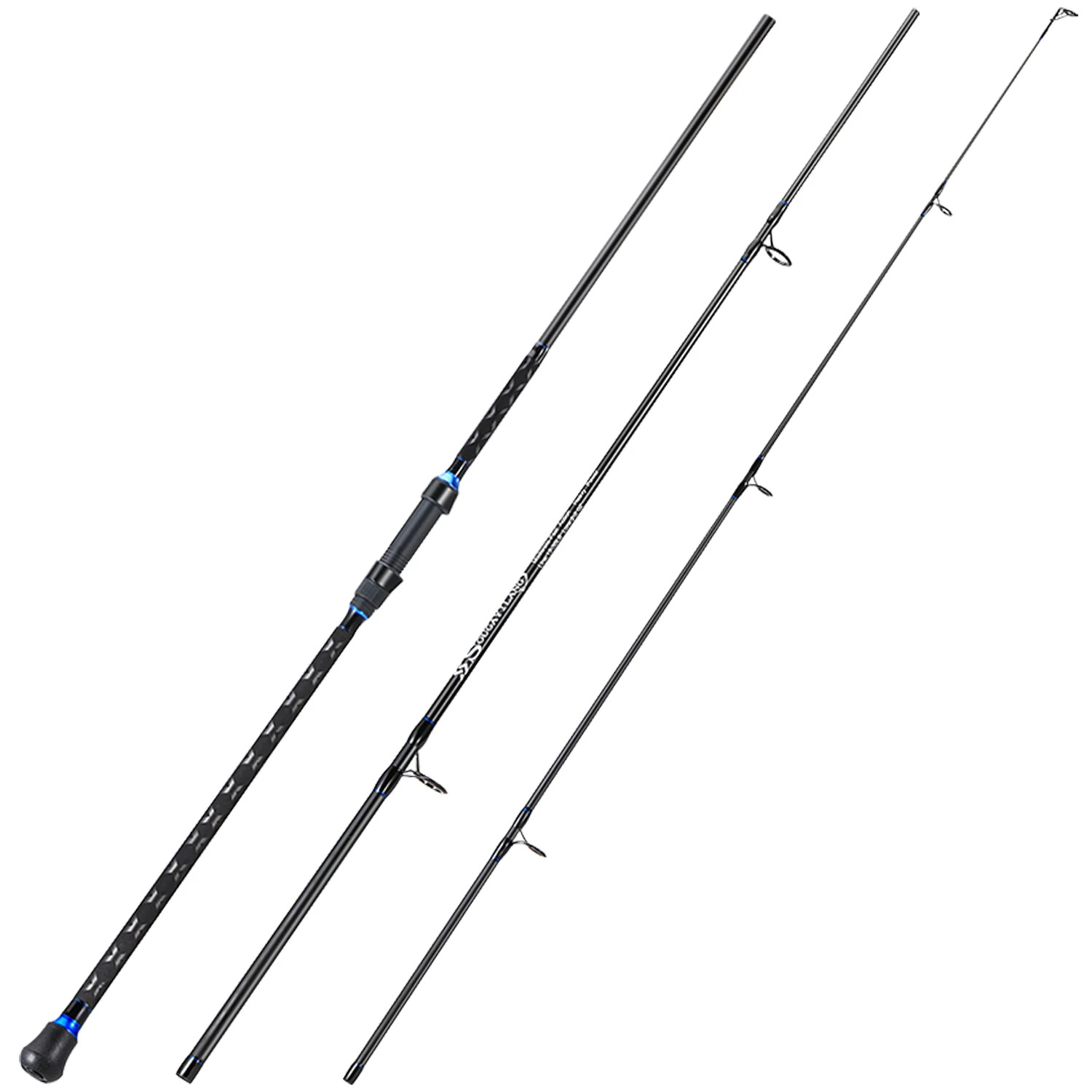 3Piece Long Casting Rod High Tonnage Carbon Fiber Lightweight Tough NonSlip Grip