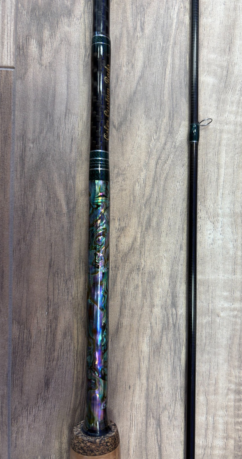 OSLER CUSTOM RODS MADE BY JAY OLSER -ABALONE SHELL INLAY-($849 NEW)
