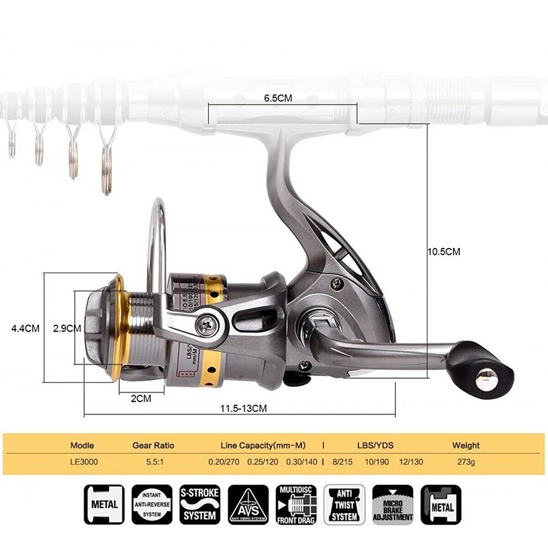 Carbon Fiber Telescopic Fishing Rod Travel Spinning Pole Sea Freshwater Portable