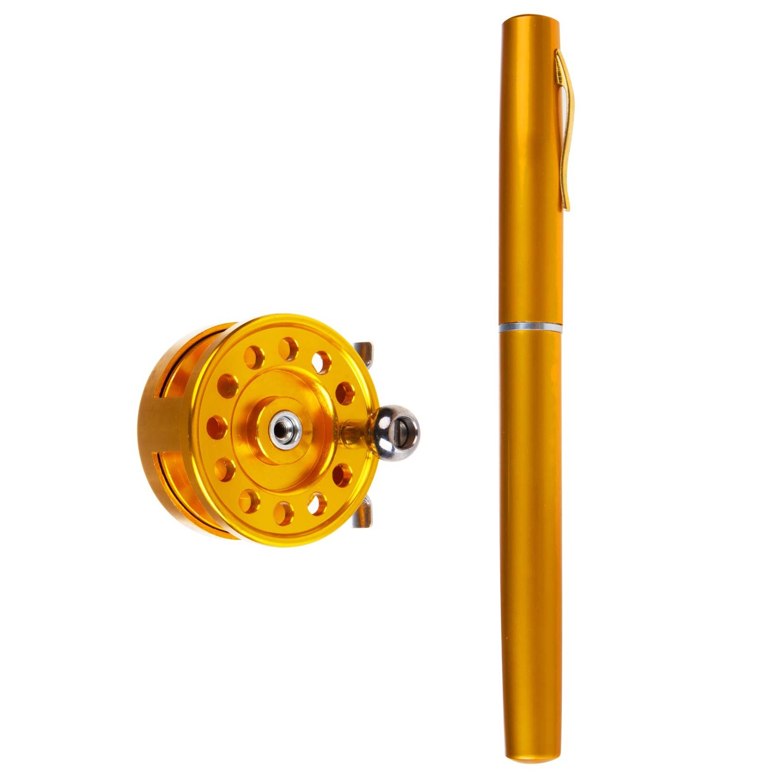 Saim Fishing Rod 36In(3Ft) Mini Portable Pocket Aluminum Alloy Fish Rod Pen –