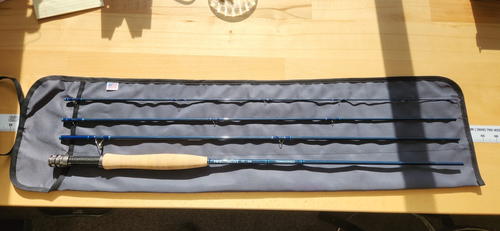 Custom 9ft 5wt fly rod deep blue MHX Native blank
