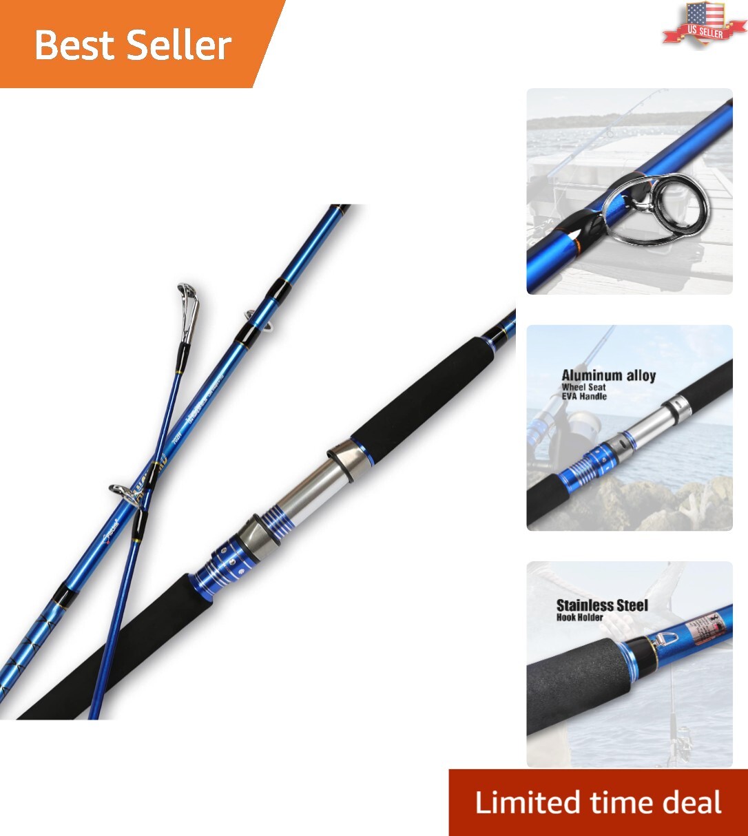 Heavy Power 2-Piece Fishing Rod – 7 Feet, Superior Performance and Durability