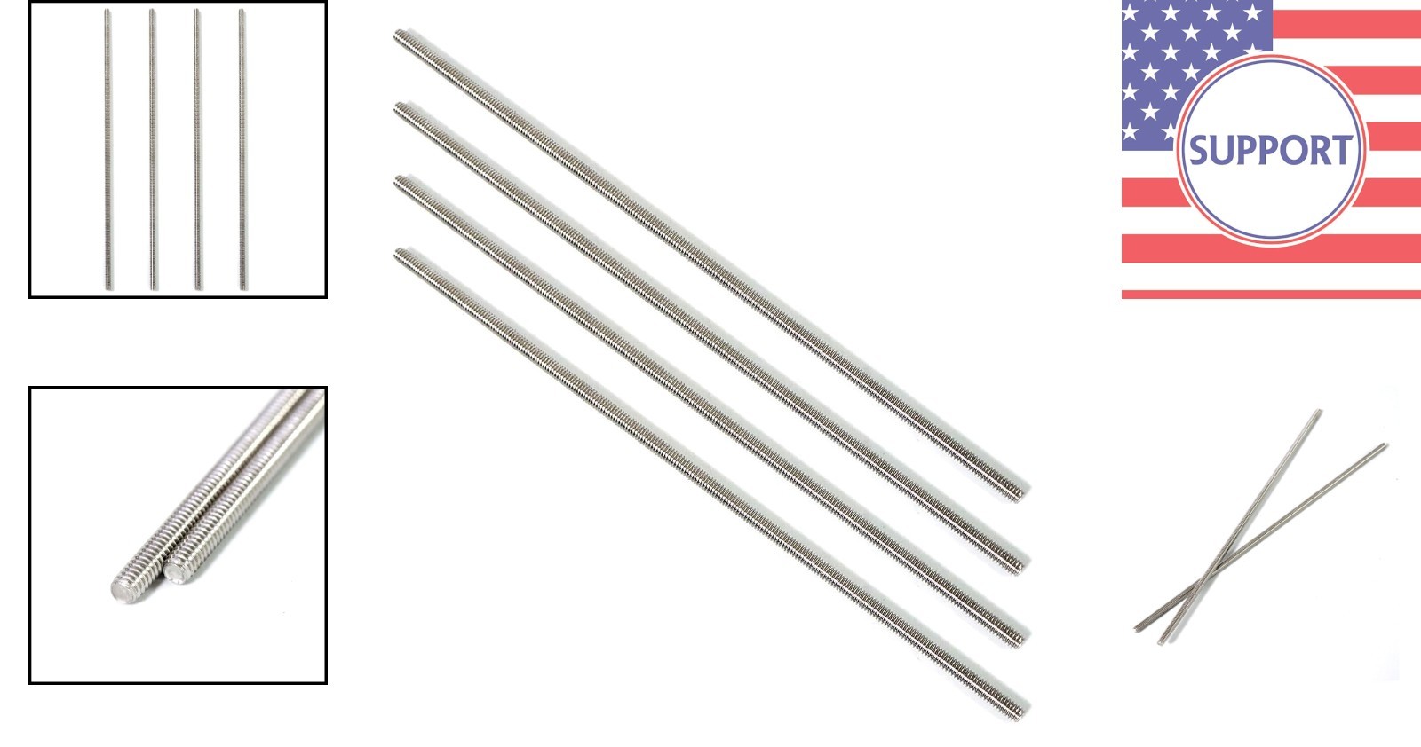 Versatile 304 Stainless Steel Fully Threaded Rod, 5/16″-18, 12″ Length – 4 Count