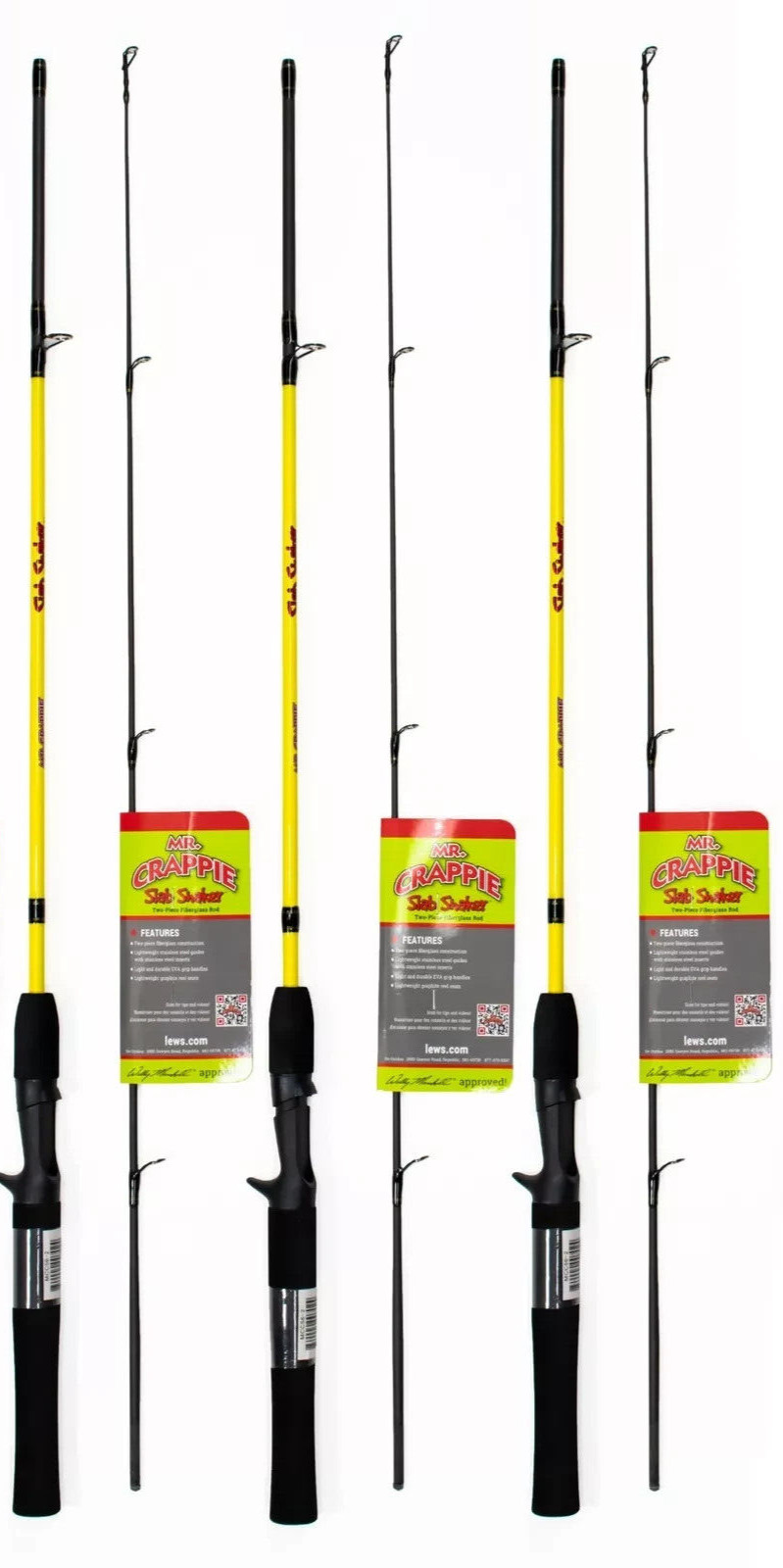 lot of 3 MR CRAPPIE SLAB SHAKER MCC56-2 5’6″ LIGHT 2-PIECE CASTING ROD