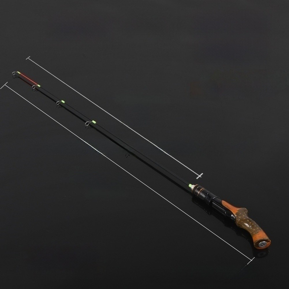 Ice Fishing Rod Fiberglass 50cm Straight with Wooden Grip for Cold Weather