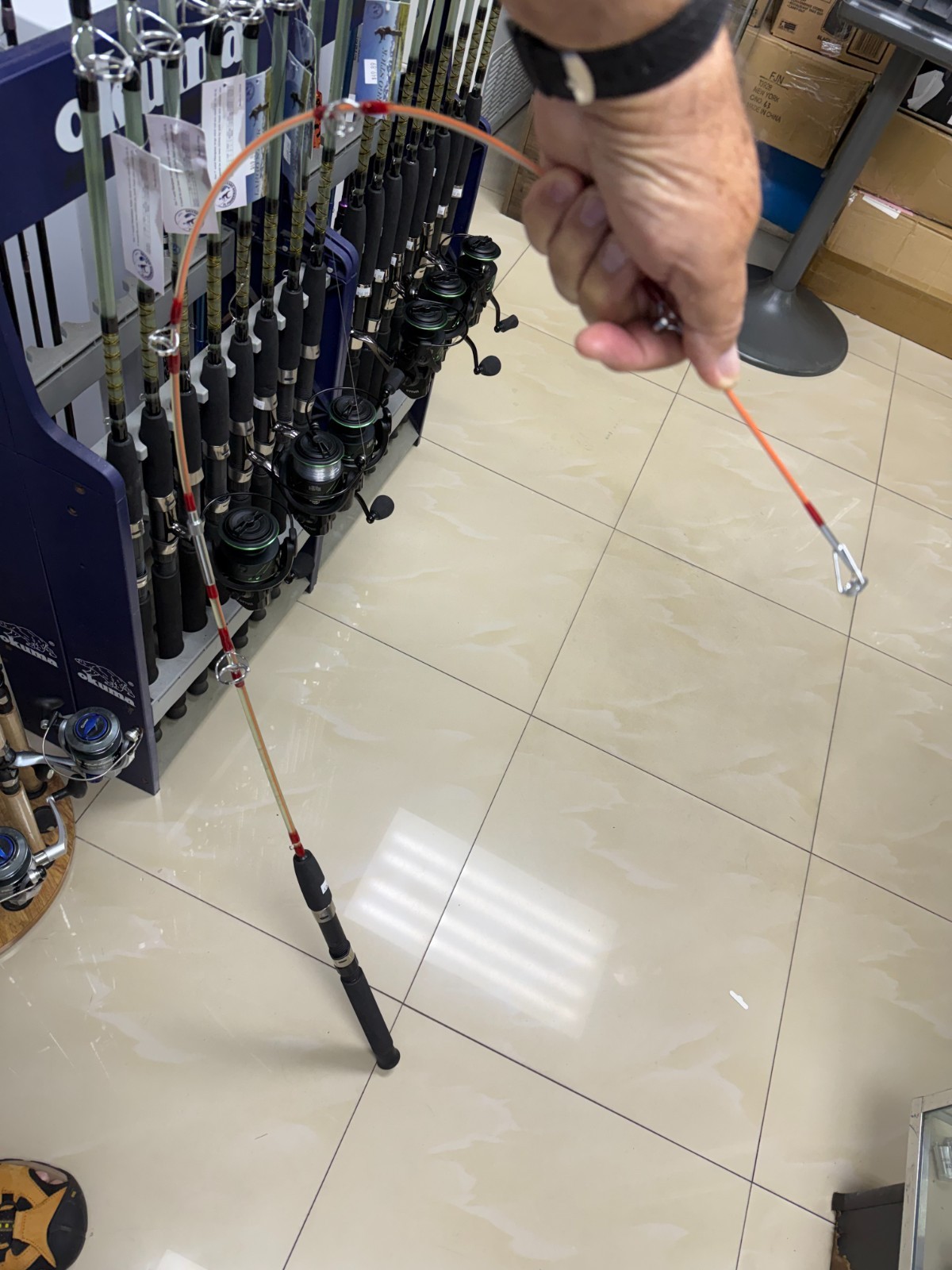 Spinning Rod LARGO STICK RED EDITION II 5 ft – 2 Piece – 5 Guides Hook Holder