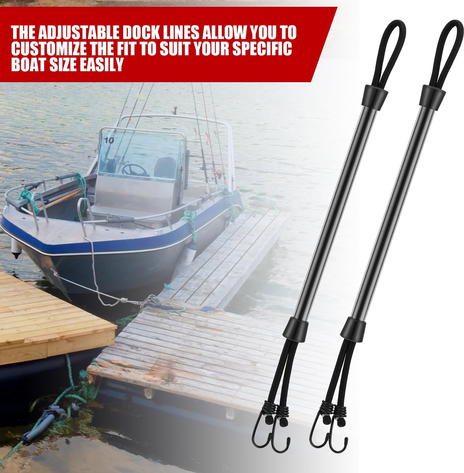 Tandefio 2 Pcs Dock Rods for Boat Docking Pole 16 Inch 16 inch, Black